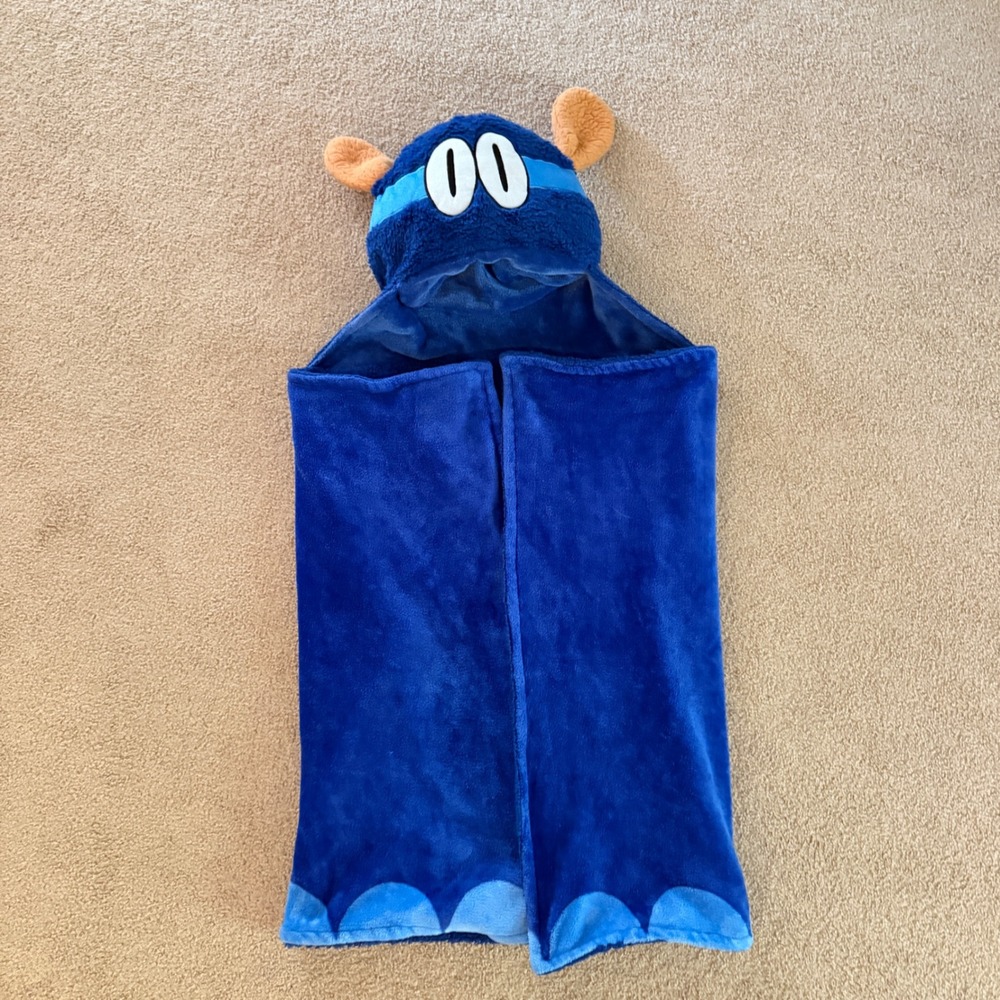 Dog Man Hooded Blanket Kids OS Blue Dav Pilkey Character Fleece Wearable Throw‎